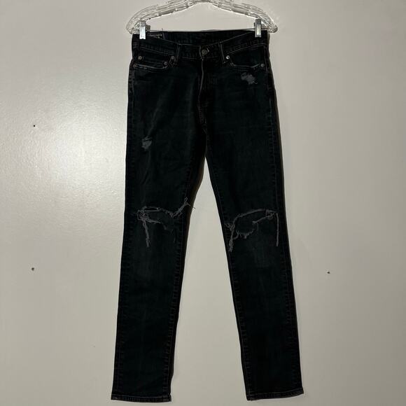 Abercrombie & Fitch Langdon Slim Stretch Black Distressed Jeans Men’s Size 29x32 - Picture 1 of 7